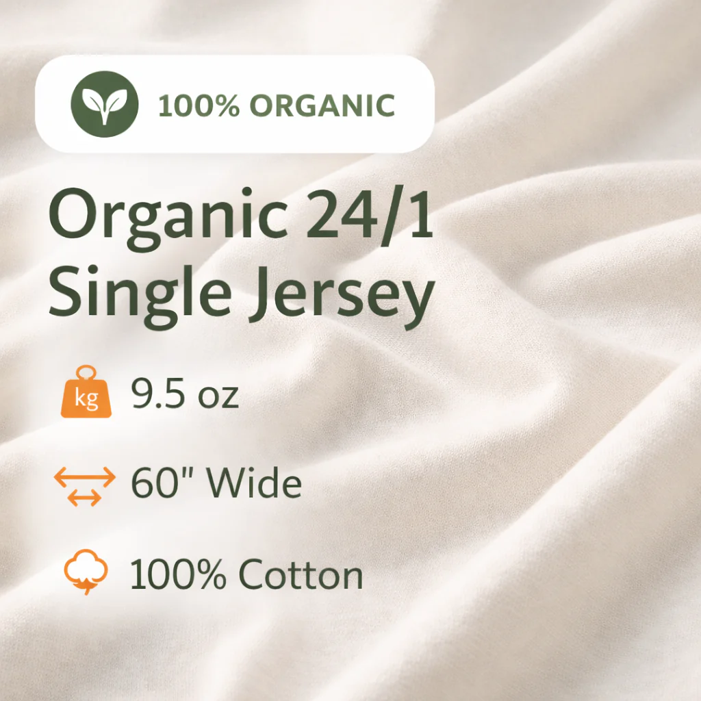 Organic Cotton Jersey Fabric 180 GSM | 60" Wide Knit