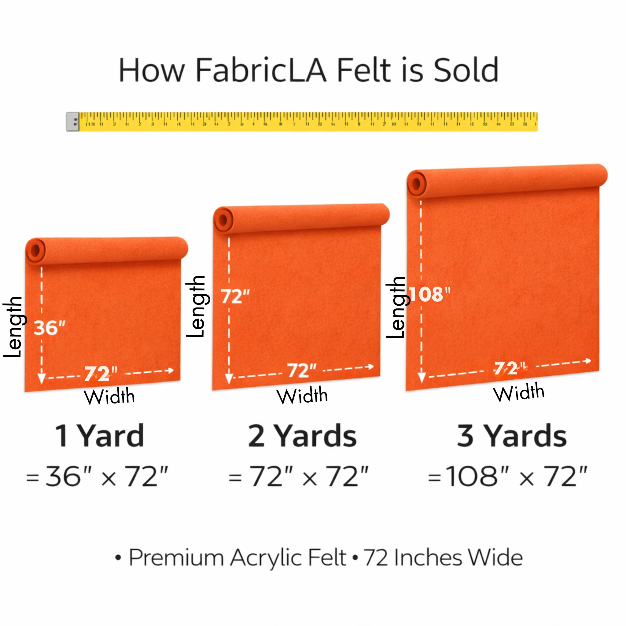 Golden Yellow Acrylic Felt Fabric 1.6mm – 72" Wide, 160 GSM | By the Yard | FabricLA - Image 4