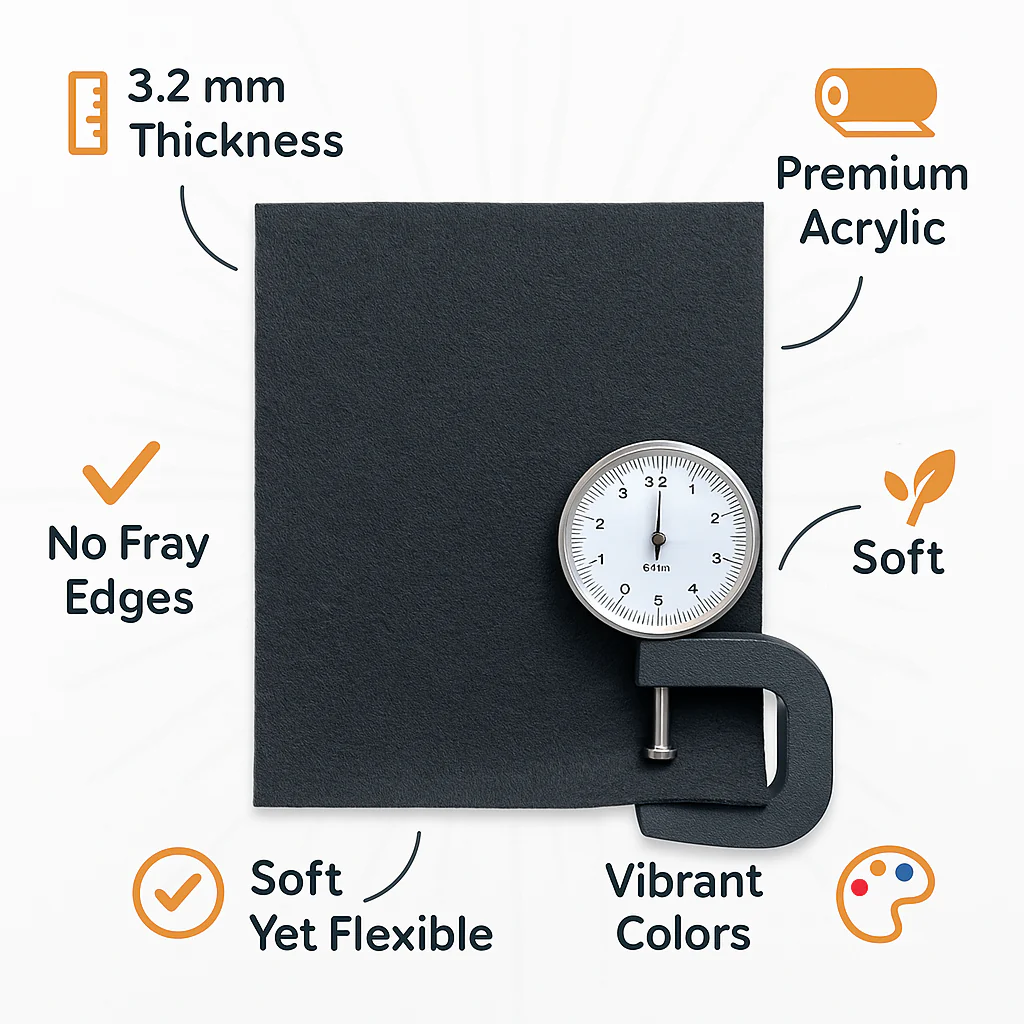 Acrylic Felt Sheets 9x12" – 3.2mm Thick Multi-Color Packs - Image 7