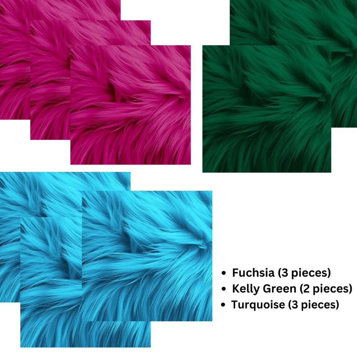 Faux Fur craft patches 10X10 Inch Shaggy DIY Patches 8 Pack - Image 4