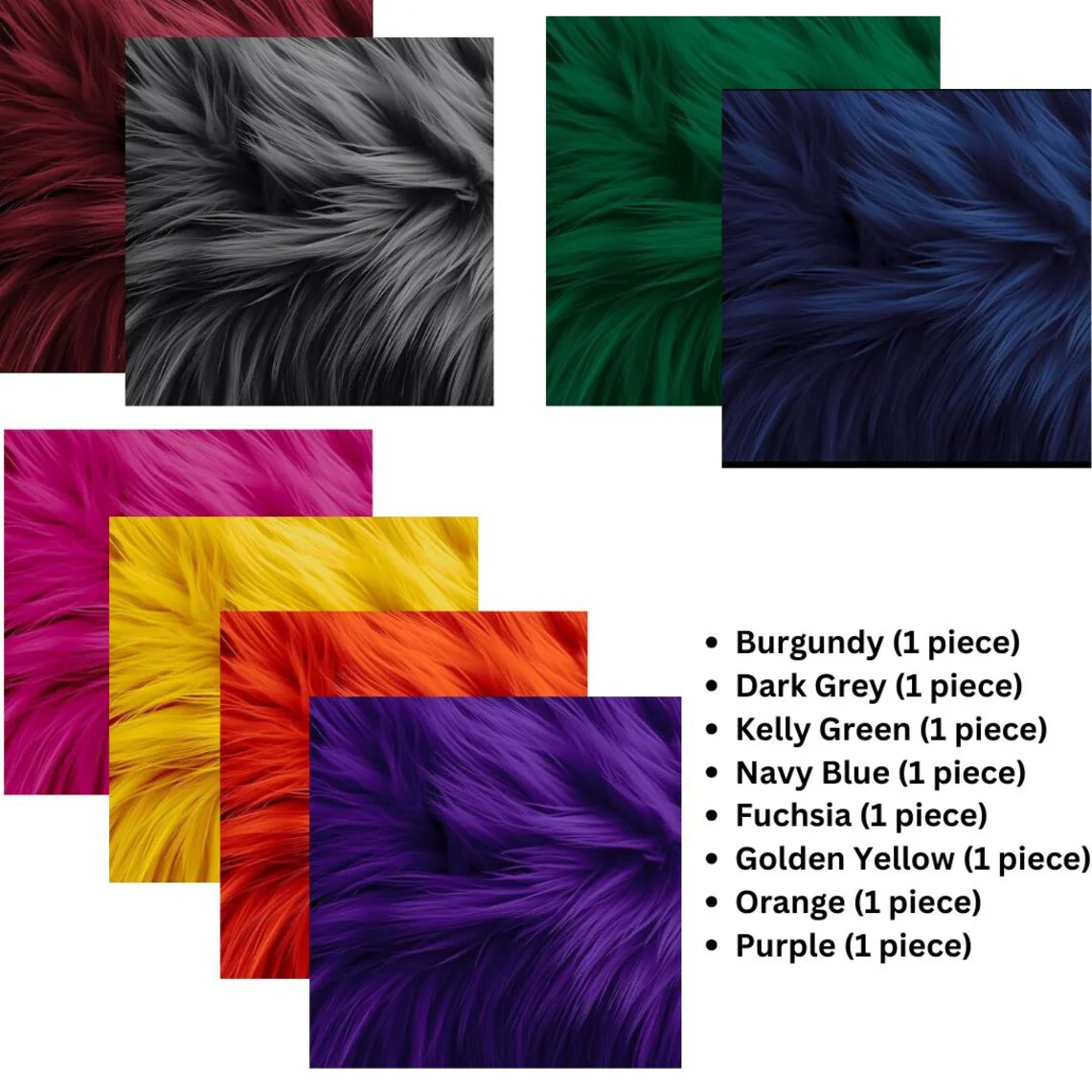 Faux Fur craft patches 10X10 Inch Shaggy DIY Patches 8 Pack - Image 5