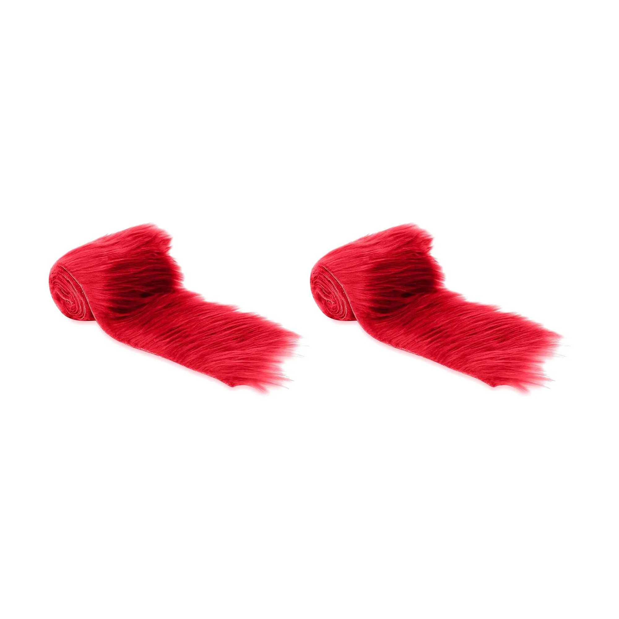 Faux Fur Fabric Trim Ribbon  - Pre-Cut | Red