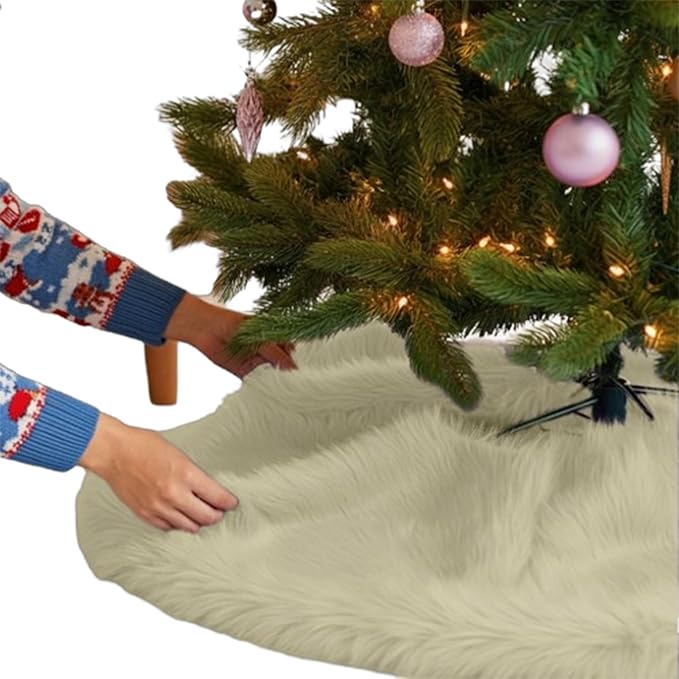 Premium Faux Fur Christmas Tree Skirt - 30" | Holiday Decorations - Image 5