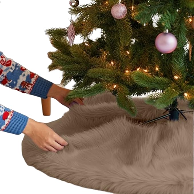 Premium Faux Fur Christmas Tree Skirt - 30" | Holiday Decorations - Image 6