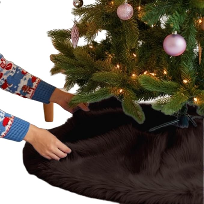 Premium Faux Fur Christmas Tree Skirt - 30" | Holiday Decorations - Image 8