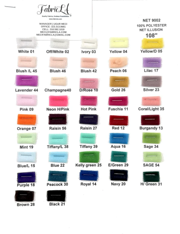 Tulle Bolt Fabric 100% Polyester Sheer Net for Crafts Decor